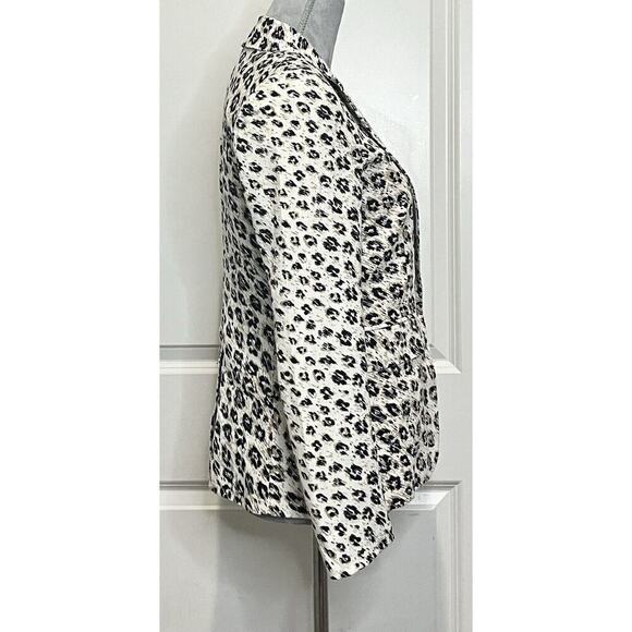 JOIE Anilah 100% Linen Leopard Print Cappuccino Beige Blazer Jacket Sz 2 - Picture 7 of 11